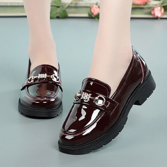 Adora Milano Women's Mary Jane Platform Shoes Round Head Spring New Metal Chain Casual