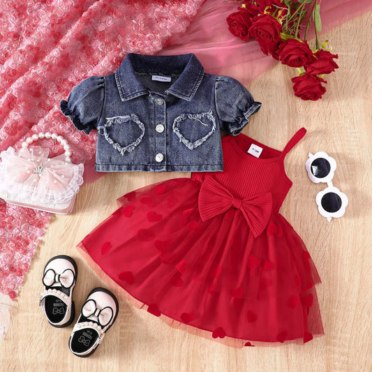 Adora Milano Summer Party Daily Little Girl Outfit Denim Short