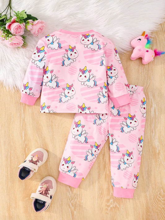 Adora Milano Unicorn Long Pants Pajamas Full Of Printed Fabric Comfortable Soft Skin