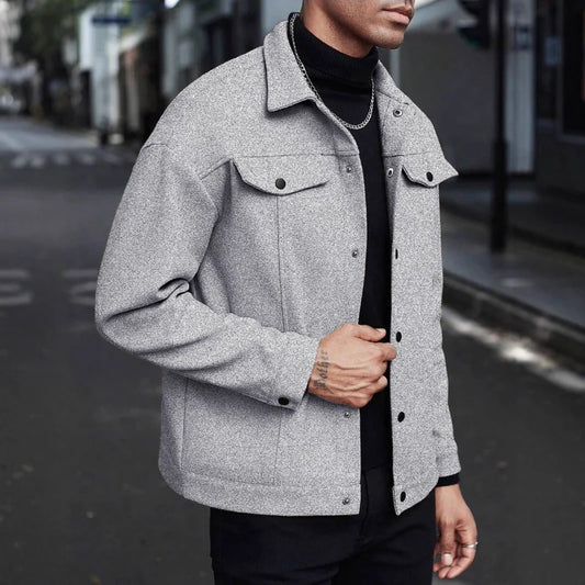 Adora Milano Winter Mens Lapel Wool Blend Coat Fashion Casual