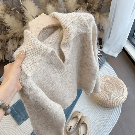 Adora Milano Gentle Style Pullover Long Hair Knitted Sweater