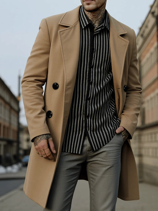 Adora Milano Men's Wool & Blends Coat Winter Thickened Overcoat Warm