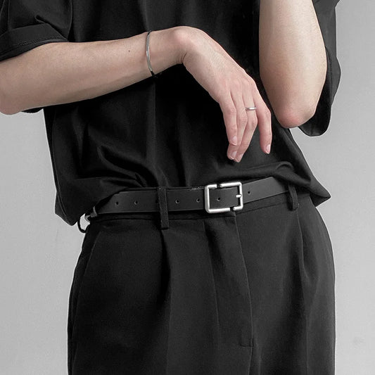 Adora Milano Jeans Belt Buckle Black Girdle Strap Men Women PU Leather Belt