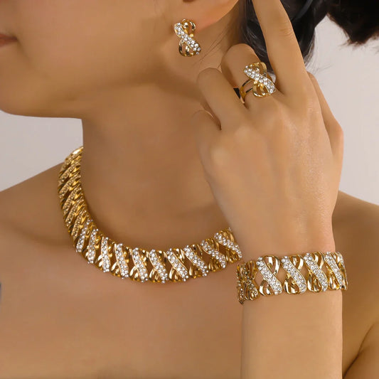Adora Milano Jewelry Set Dubai African Choker Necklace Earrings Rings