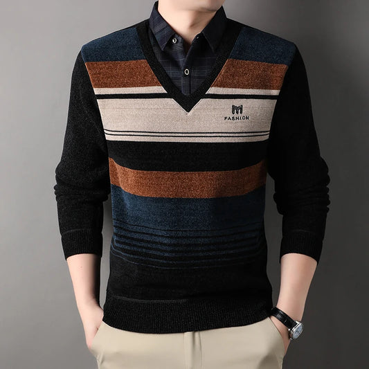 Adora Milano Winter New Fleece Sweater Men  Clothing Autumn Winter Crew Neck