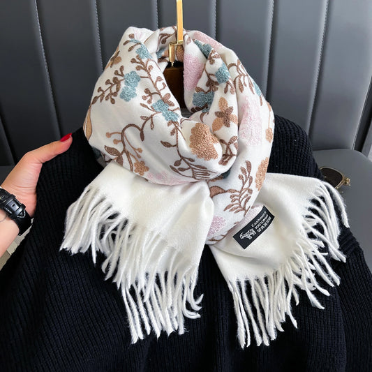 Adora Milano Winter Women Embroidery Pashmina Blanket Thick Shawl