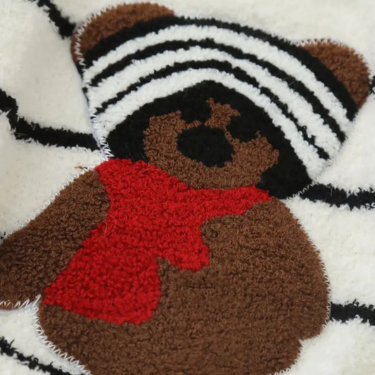 Adora Milano Winter Children Pajamas Set Cotton Bear Patched Kids Girls Sweatshirt