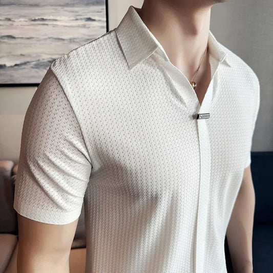 Adora Milano Polo Shirt British Style Summer Slim Fit Short Sleeved T-shirt Men Clothing