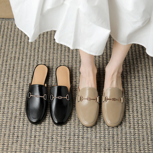 Adora Milano Genuine leather shoes women  mules slipper Cover Toe Elegant Slippers