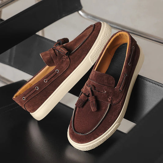 Adora Milano Suede Leather Handmade Loafers Leisure Walk Male Casual Shoes