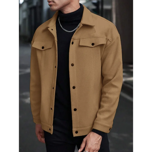 Adora Milano Winter Mens Lapel Wool Blend Coat Fashion Casual