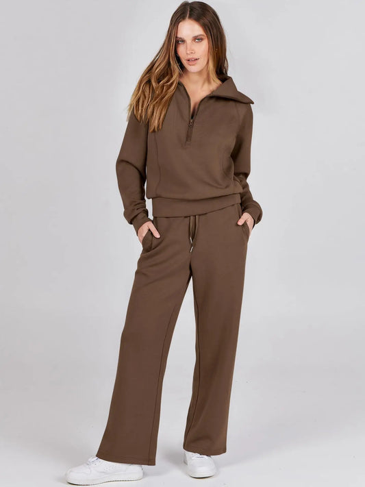 Adora Milano Long Sleeve Sweatshirt Bell Bottoms Sports Suit Zippered Tracksuit