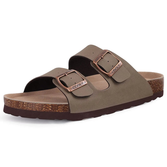 Adora Milano Men's Cork Footbed Slides Sandals Leather Slides