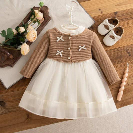 Adora Milano Baby Girl  Long Sleeved Yarn Dresses for Girl Party Dress