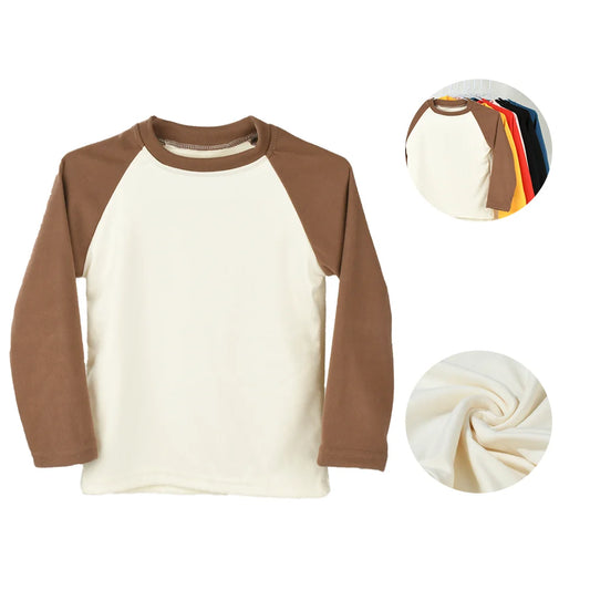 Adora Milano Children's  Cartoon Print Color Block Shirt Cute Round Neck Basic T-Shirt