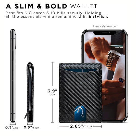 Adora Milano Men's Slim Wallet Card Holder - Slim - Men's Wallet with Money Clip
