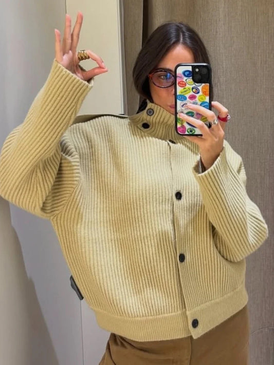 Adora Milano  Women's Knitted Single Breasted Female Sweater Coat
