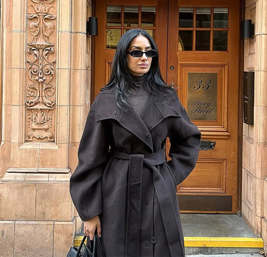 Adora Milano Casual Woolen Long Coat Women  Jacket