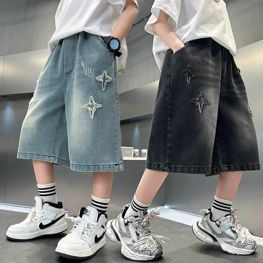 Adora Milano Boys Denim Shorts Casual Cropped Jeans Pants