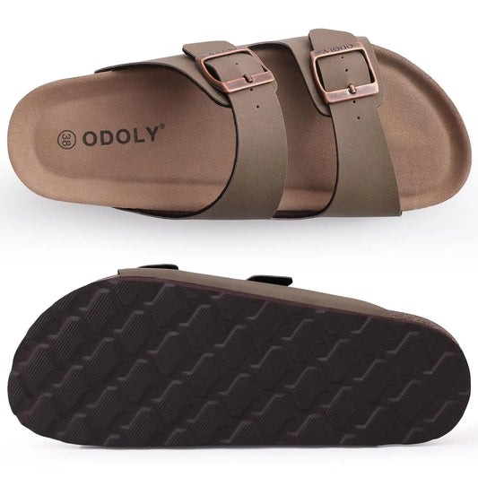 Adora Milano Men's Cork Footbed Slides Sandals Leather Slides