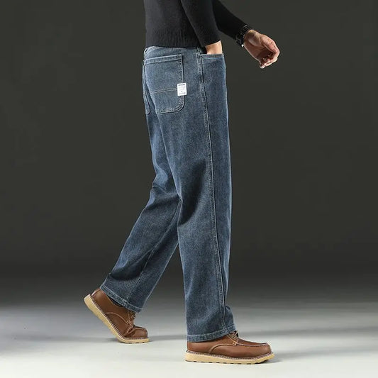 Adora Milano Men's Baggy Jeans Casual Straight Stretch  Denim Pants