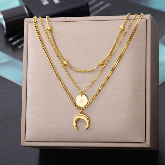 Adora Milano Stainless Steel Multilayer Heart Necklace For Women