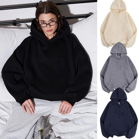 Adora Milano Winter Womens Solid Hoodies Basic Strecth Fleece Comfortable Sweatshirts
