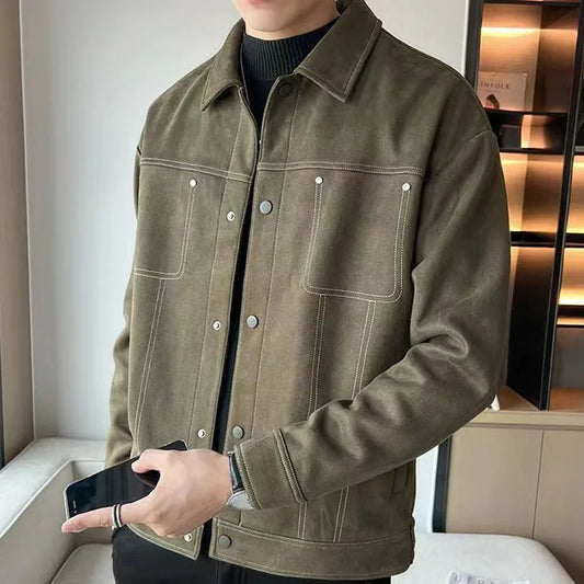 Adora Milano Fashion Advanced Sense Handsome Deerskin Fleece Casual Jacket Men's Coat