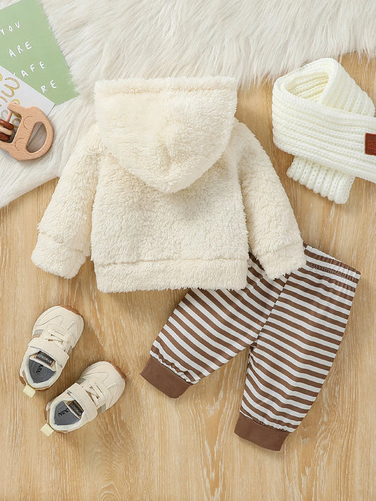 Adora Milano Baby Boys  Newborn-6M Winter Long Sleeve Cartoon Bear  Hooded Coat