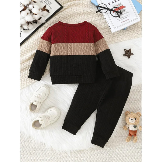 Adora Milano  Baby&Kids Boy Clothing Set Three Color Spliced Top+Pants