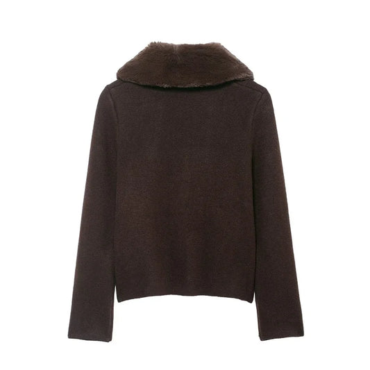 Adora Milano Women's Jacket Dark Brown Long-Sleeve