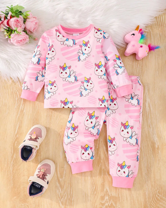 Adora Milano Unicorn Long Pants Pajamas Full Of Printed Fabric Comfortable Soft Skin
