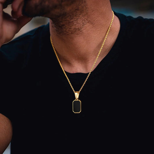 Adora Milano Casual Mens Geometric Square Necklaces,Black  Jewelry Gifts