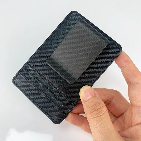 Adora Milano Matt Carbon Fiber Money Clip Card Holder Wallet