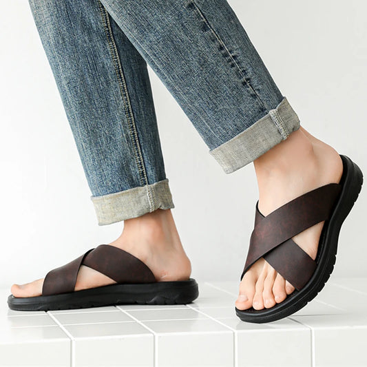 Adora Milano Men's Slippers Summer Large Size Outdoor Beach Casual Sandals