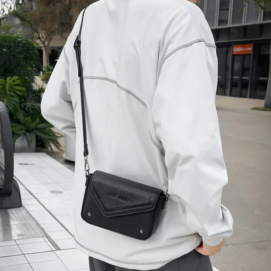 Adora Milano Men's Black Small Crossbody Bag Trendy Niche High-end Single Shoulder Bags for Men