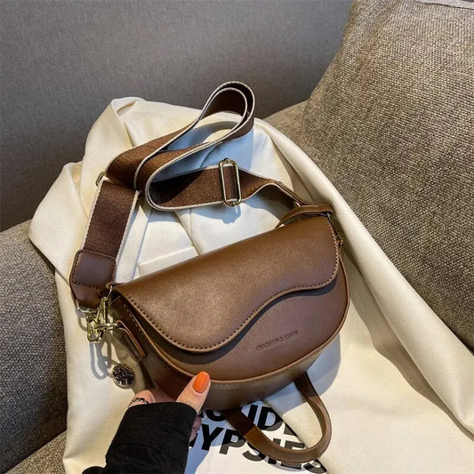 Adora Milano Women Shoulder Underarm Bag Fashion PU Leather Wide Strap Crossbody Bag