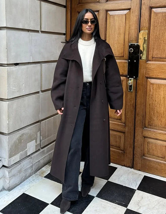 Adora Milano Casual Woolen Long Coat Women  Jacket