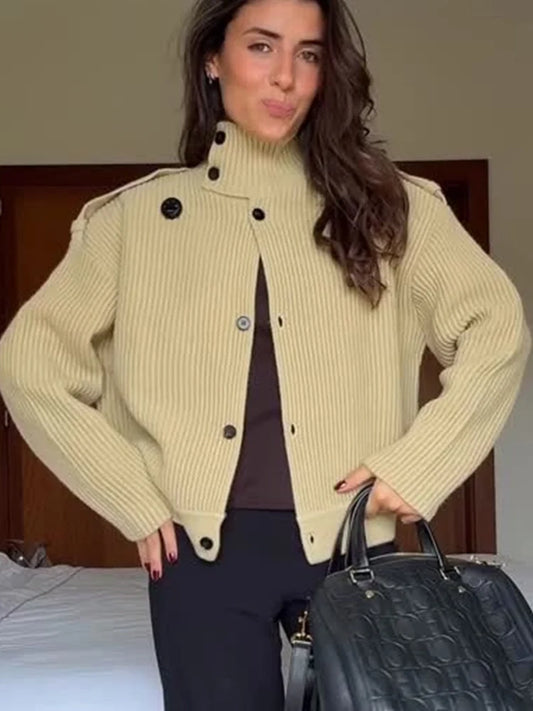 Adora Milano  Women's Knitted Single Breasted Female Sweater Coat