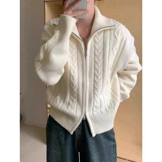 Adora Milano women high neck loose and soft sweater for autumn and winter wool knitted