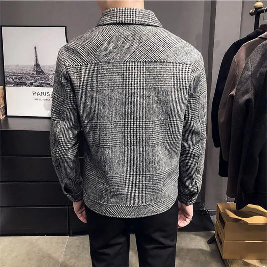 Adora Milano Winter Men Polo Neck Woolen Jacket Fashion Slim Fit Suit Coat