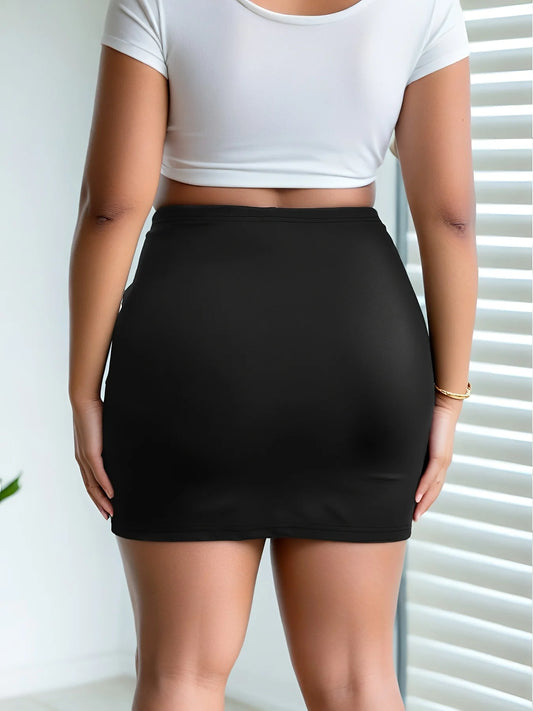 Adora Milano Bodycon Mini Skirt with Side Slit Fashion Pencil Skirt