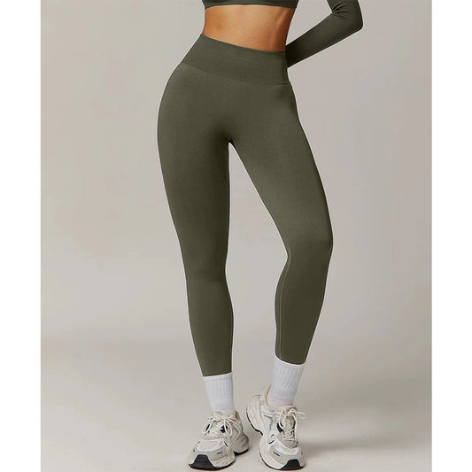 Adora Milano Women's High Waist Yoga Leggings Seamless High Stretchy Butt Lifting Breathable Sports