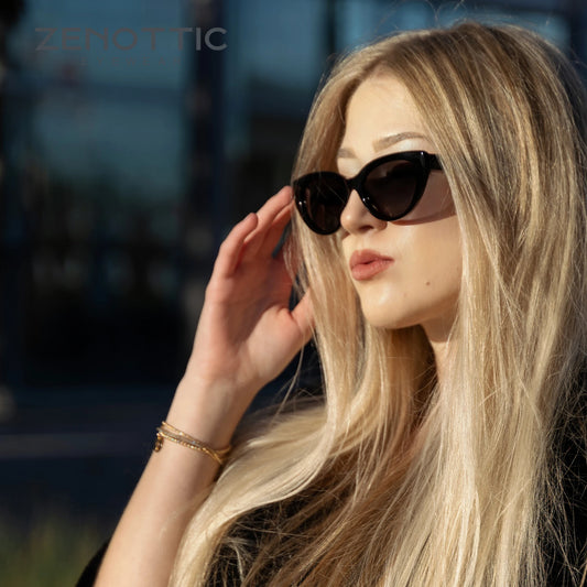 Adora Milano Retro Cat Eye Polarized Sunglasses Handmade Acetate UV400 Protection