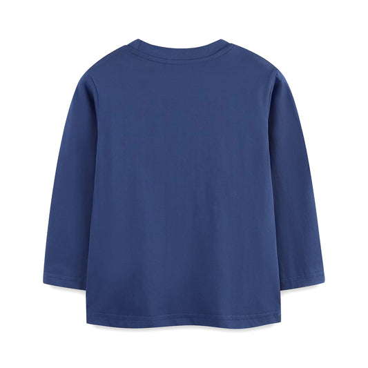 Adora Milano Toddler Boy Navy Long Sleeve Tee - Colorful Train Graphic Shirt