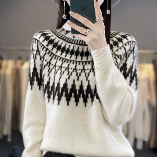Adora Milano Women Sweater Half-high Collar Pullover Winter Bottoming Shirt