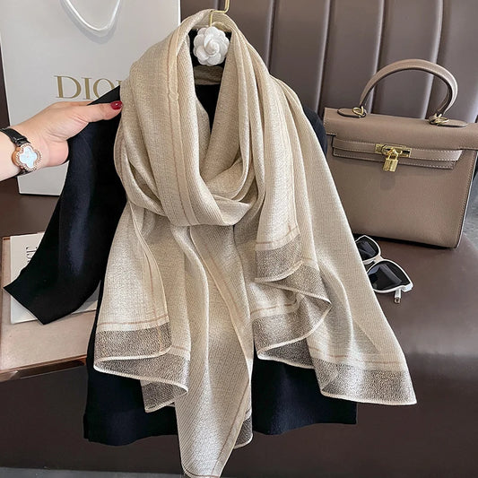Adora Milano Women Scarf Winter Warm Solid Silk Wool Shawls Lady Wraps Luxury