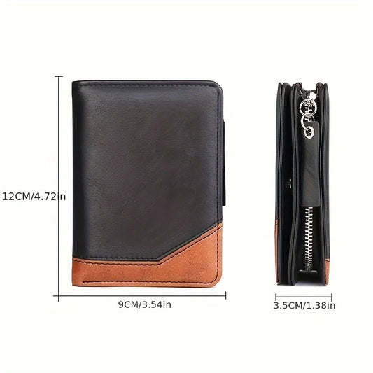 Adora Milano Men's PU Leather Short Wallet With Zipper