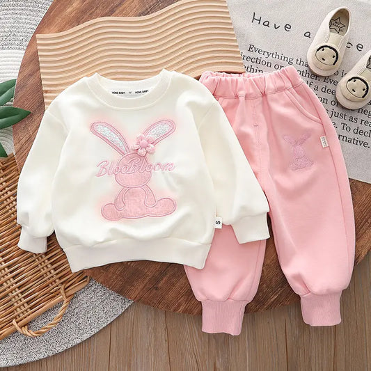 Adora Milano Casual Long Sleeve Cartoon Hoodie Pants Two Piece Set