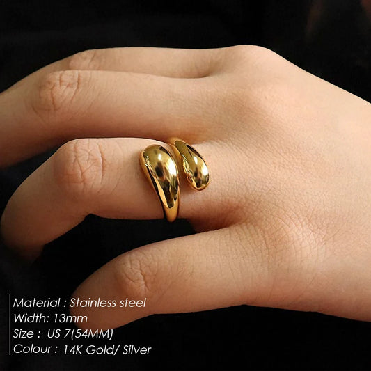 Adora Milano Double Opening Ring Glossy Feather Design Ring